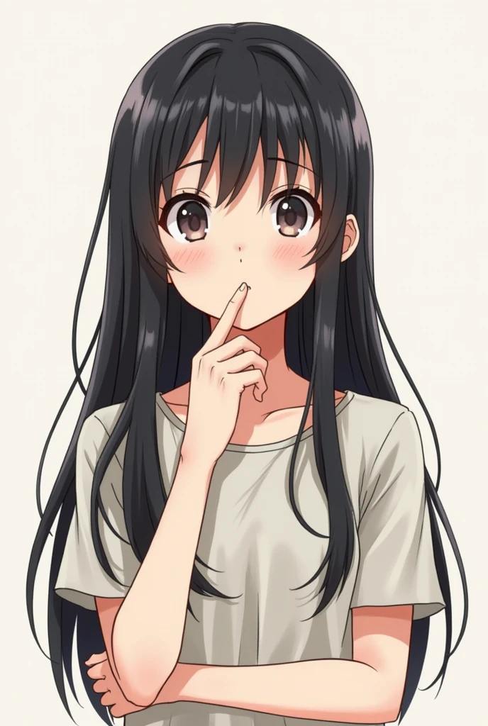 High resolution、Hand-drawn style、Anime Style、Bblack hair、older sister、Long Hair、Confused eyes、full body