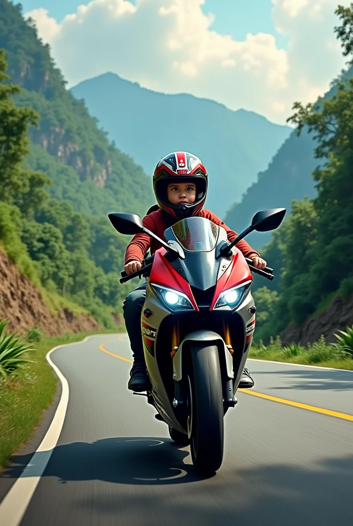 Mt 15 bike with a boy with helmet