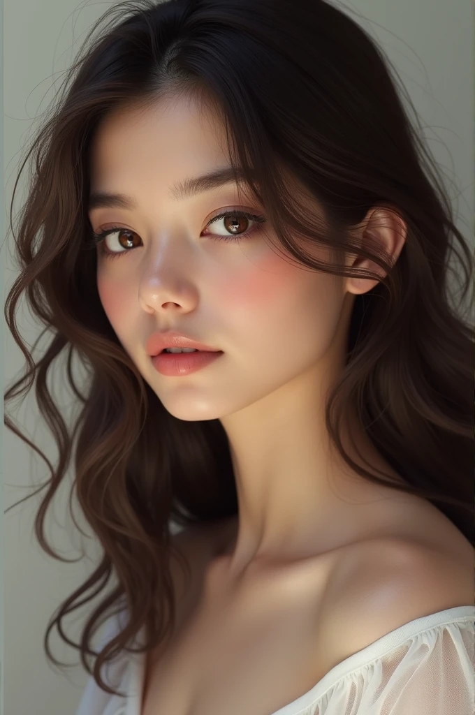 Create a young brunette girl in high quality