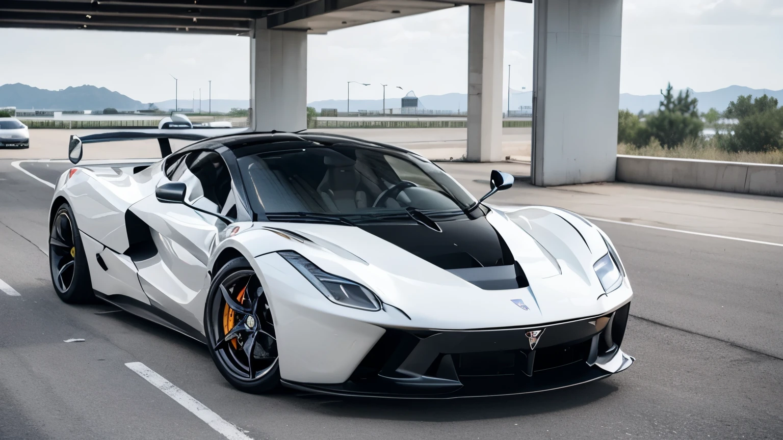 Masterpiece, top quality, high quality, high detailed, Super car, coupe car, (by tesla cybertruck, by laferrari), white color, white wheels color, stock, (parking on white showroom background, daytime, no one, smooth, front view, low fov)