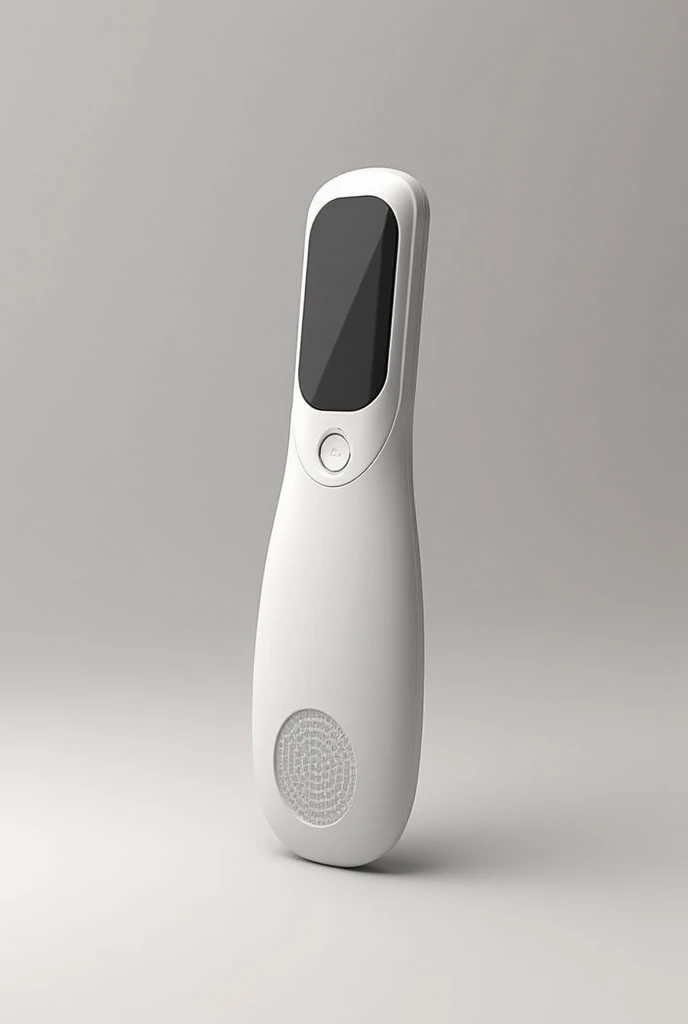 Where is the parts of this For your Smart Food Scanner drawing, consider this design:

Shape and Size: A sleek, elongated shape that fits comfortably in the hand, similar to a small, ergonomic remote control. The device should be lightweight and portable.
Screen: A small, integrated touchscreen or display panel on the front to show nutritional information and allergen alerts. The screen could be near the top of the device for easy visibility.
Scanning Area: A circular or rectangular scanning window on the bottom of the device where food is placed for scanning. This area might have a subtle grid or sensor outline.
Buttons and Controls: Minimalistic physical buttons on the side or edge for power, settings, or a scan initiation button. Alternatively, touch-sensitive controls could be used for a more modern look.
Indicators: Small LED indicators or a status bar near the scanning area to show when the device is actively scanning or processing information.
Materials and Finish: A sleek, matte or glossy finish with a high-tech feel, perhaps in white, silver, or black. Textured grips or ergonomic curves can enhance usability and comfort.
