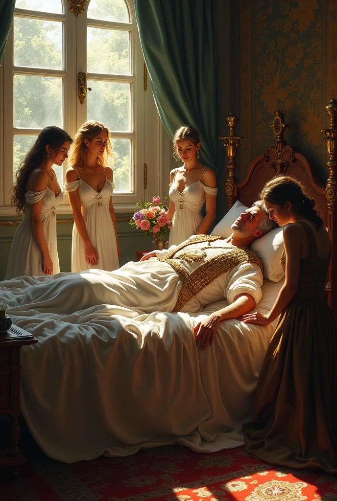 The 50-year-old king was sleeping in his bed with a group of female servants
