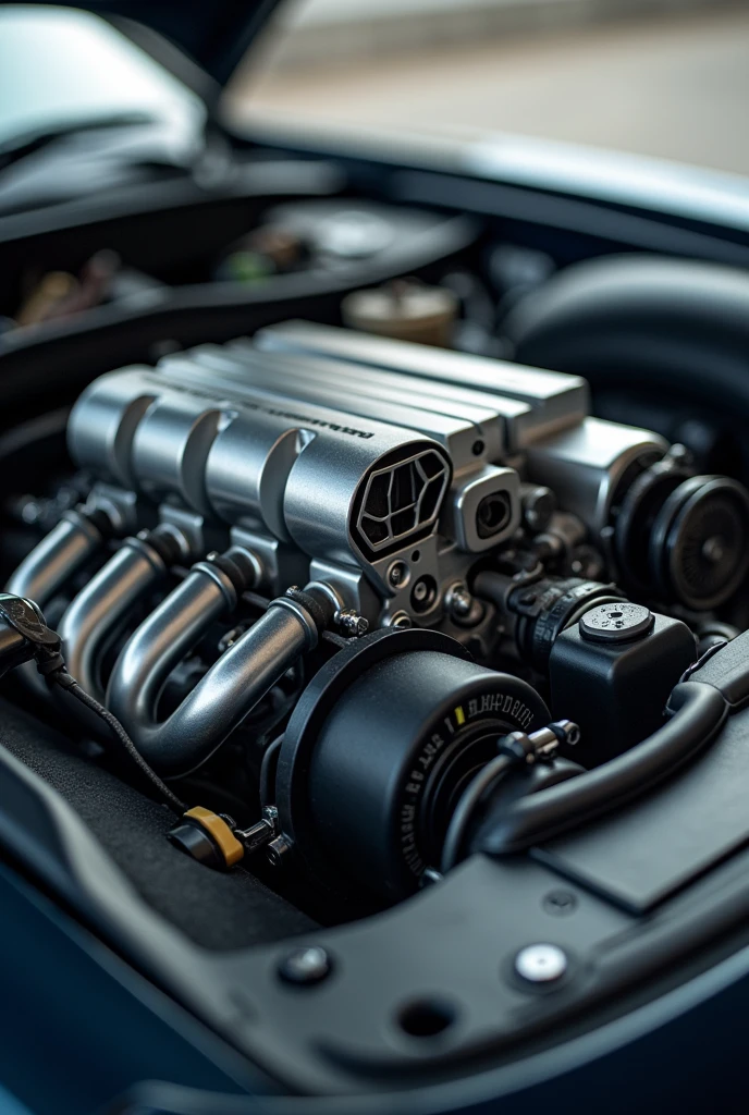 Clean car engine image with blurred background with instagram image post size