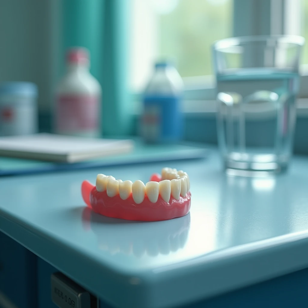 dentures,in a hospital,on the desk