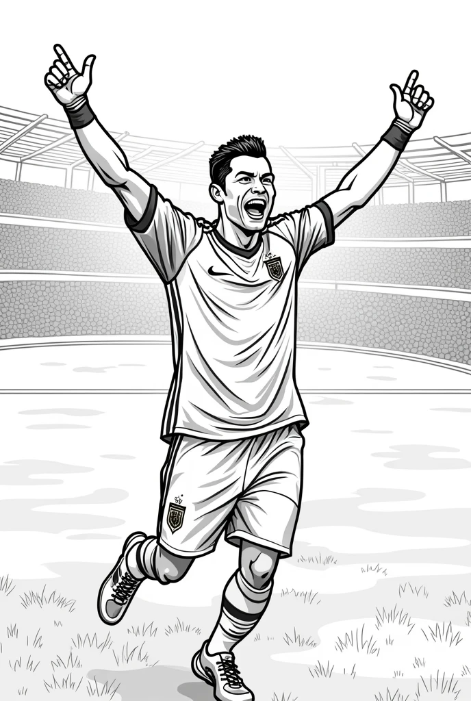 coloring page, Cristiano Ronaldo celebrating a goal