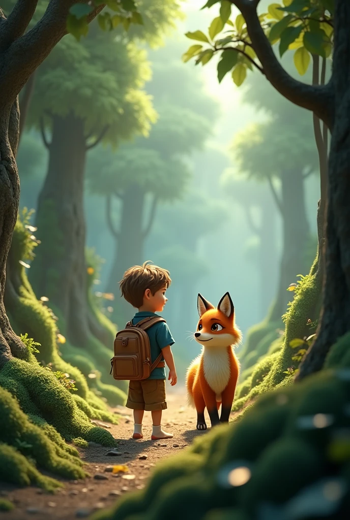 3d
Leo: A brave  consistently 
Leo
Leo turns to see Aurora, a fox with bright amber eyes. She tells Leo that the forest is enchanted, and only those who are truly brave can find their way through. Aurora agrees to guide him, sensing something special about the boy.