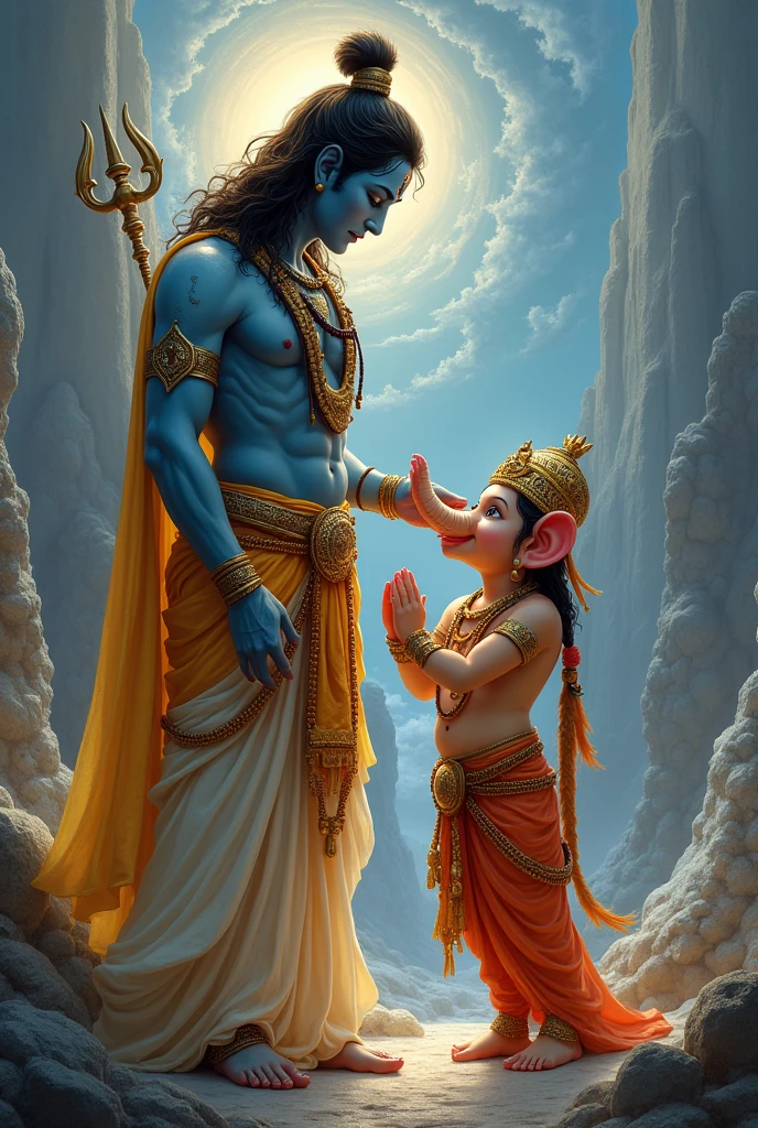 Lord Shiva revived Ganesha by attaching an elephant's head to him and gave him the status of "Lord of Ganas" i.e. "Ganapati".