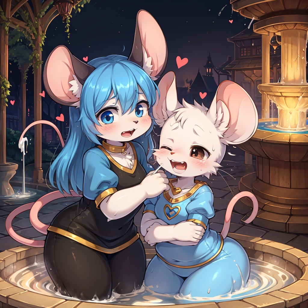 (splish fountain) , Mouse Kingdom , mouse couple , Scream Rides , moist thin eyes , glossy lips , Swollen cheeks , heart is beating fast , Condensed milk