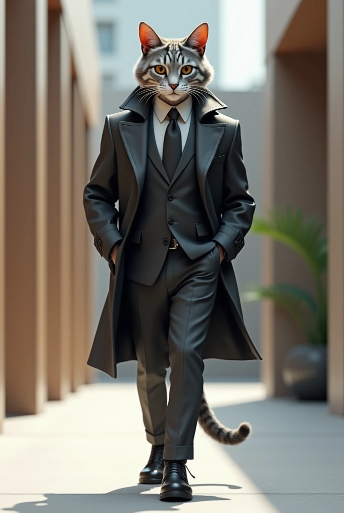 3d male cat with stylish attitude human body style walking