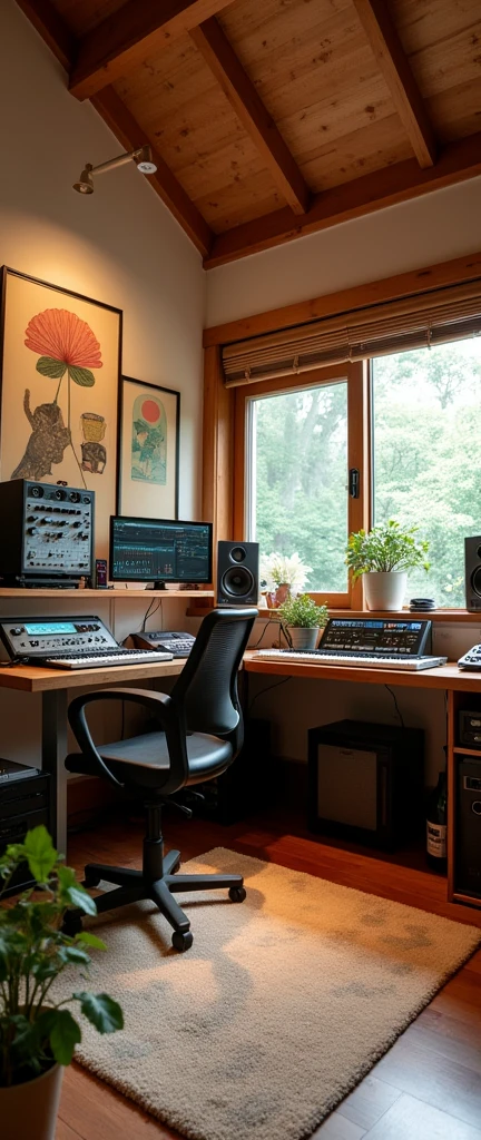 The studio is just as they left it—foam-padded walls, studio equipment meticulously arranged, and Japanese motifs decorating the room. The space is a perfect blend of their combined influences, a creative sanctuary where they can both express themselves freely.