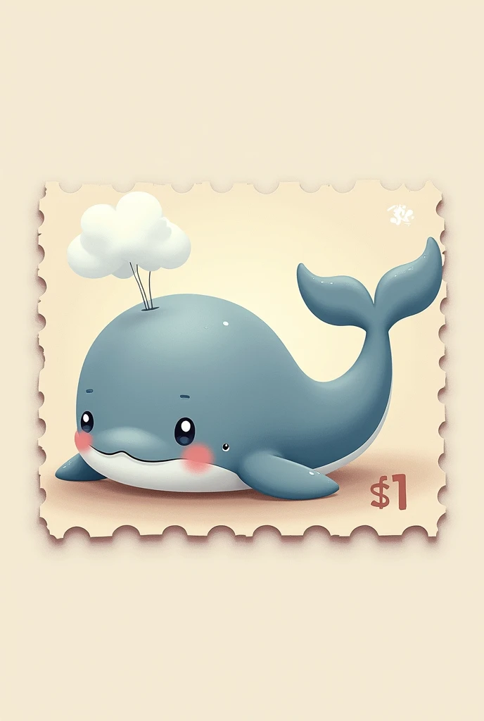 A whale, cute whale, baby whale, whale stamps, stamps, solid background, high quality, 8k, detailed, photorealistic, hyper detailed, intricate details, cinematic lighting, soft lighting, pastel colors, warm tones, minimalist, clean, simple, elegant.