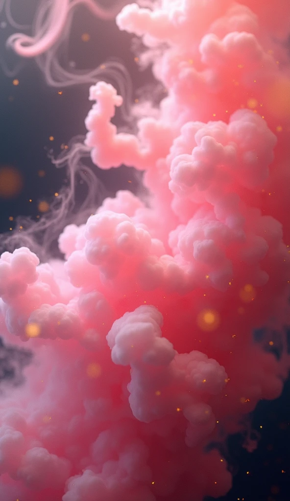 a light pink abstract smoke with lights, in the style of kinetic lines and curves, light black and yellow, schlieren photography, dotted, trompe-l'œil illusionistic detail, sparklecore, commercial imagery