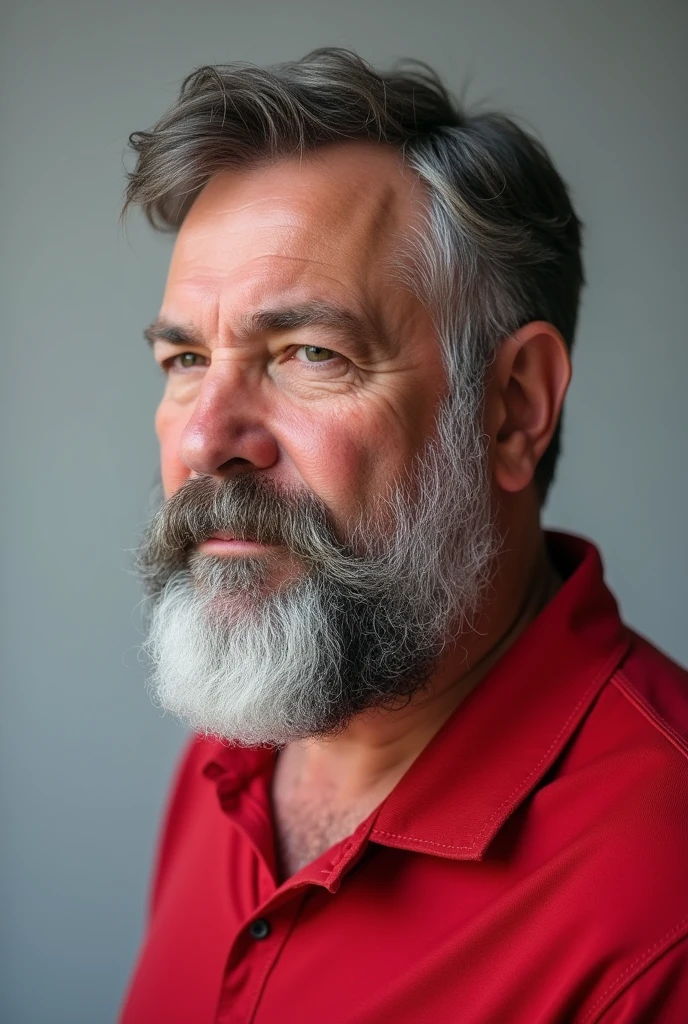 there is a man with a beard and a red shirt, profile image, photo of a 50-year-old white man, profile picture, profile pic, neckbeard, shaven stubble, 4 men, stubble on his face, scruffy looking, with no beard, double chin, profile photo, headshot profile picture, with slight stubble