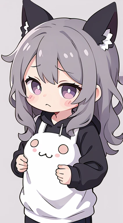 LINE sticker style "I'm sorry", cute, gray background