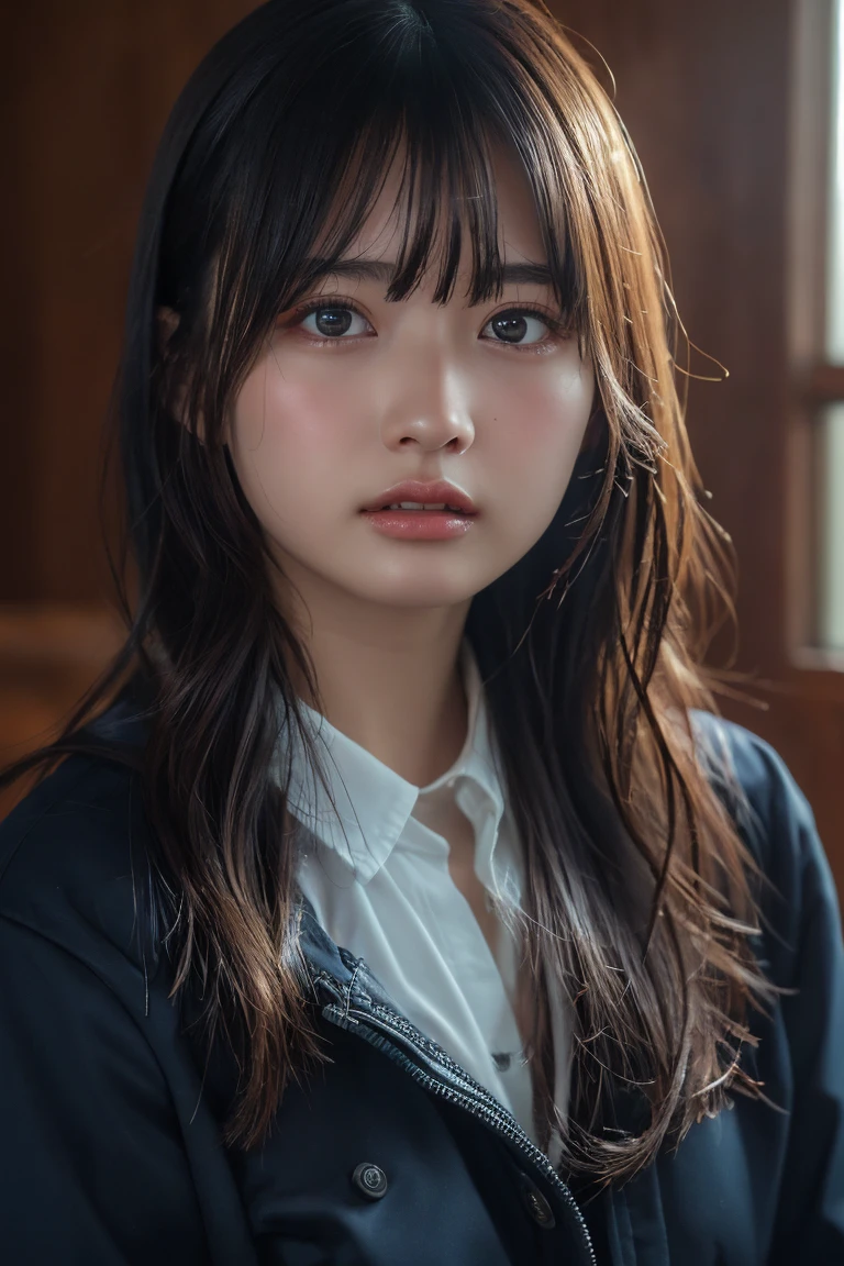 (best quality:1.4),(masterpiece:1.4),(actual:1.4),(actual:1.2),(超High resolution, 原始photo:1.4),(High resolution, Very detailed:1.2),(8k:1.2),photo,一張黑髮的photo,a girl,alone,,nipple,naked,((Uniforms)),((Small Breasts)),((Upper Body:1.3))