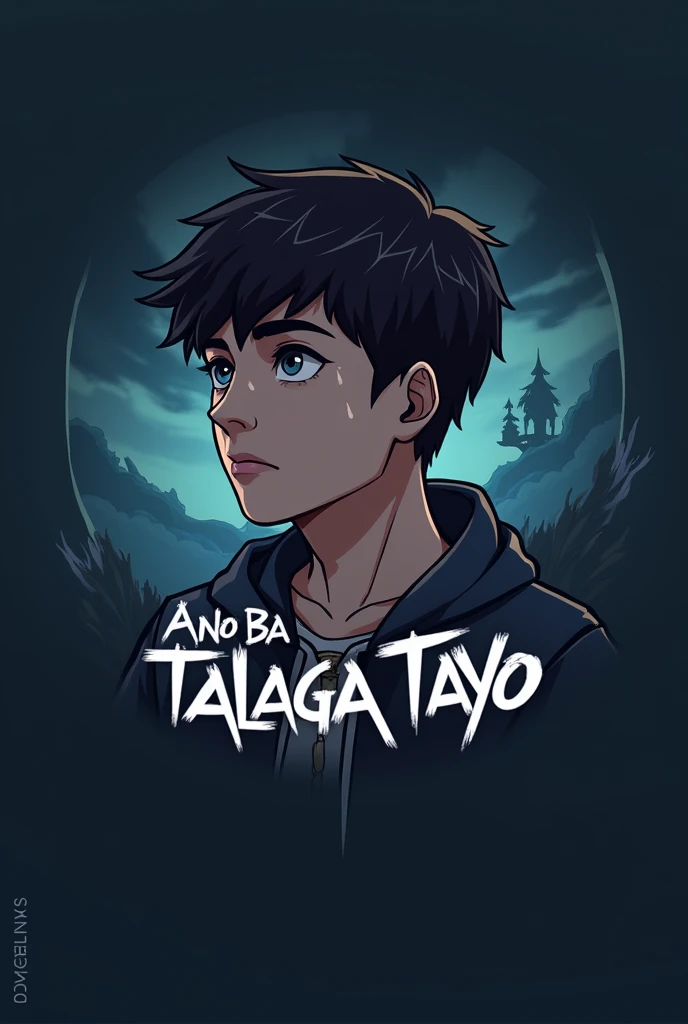 create me a sad boy team logo for mobile legends tournament, our team name is "ANO BA TALAGA TAYO"