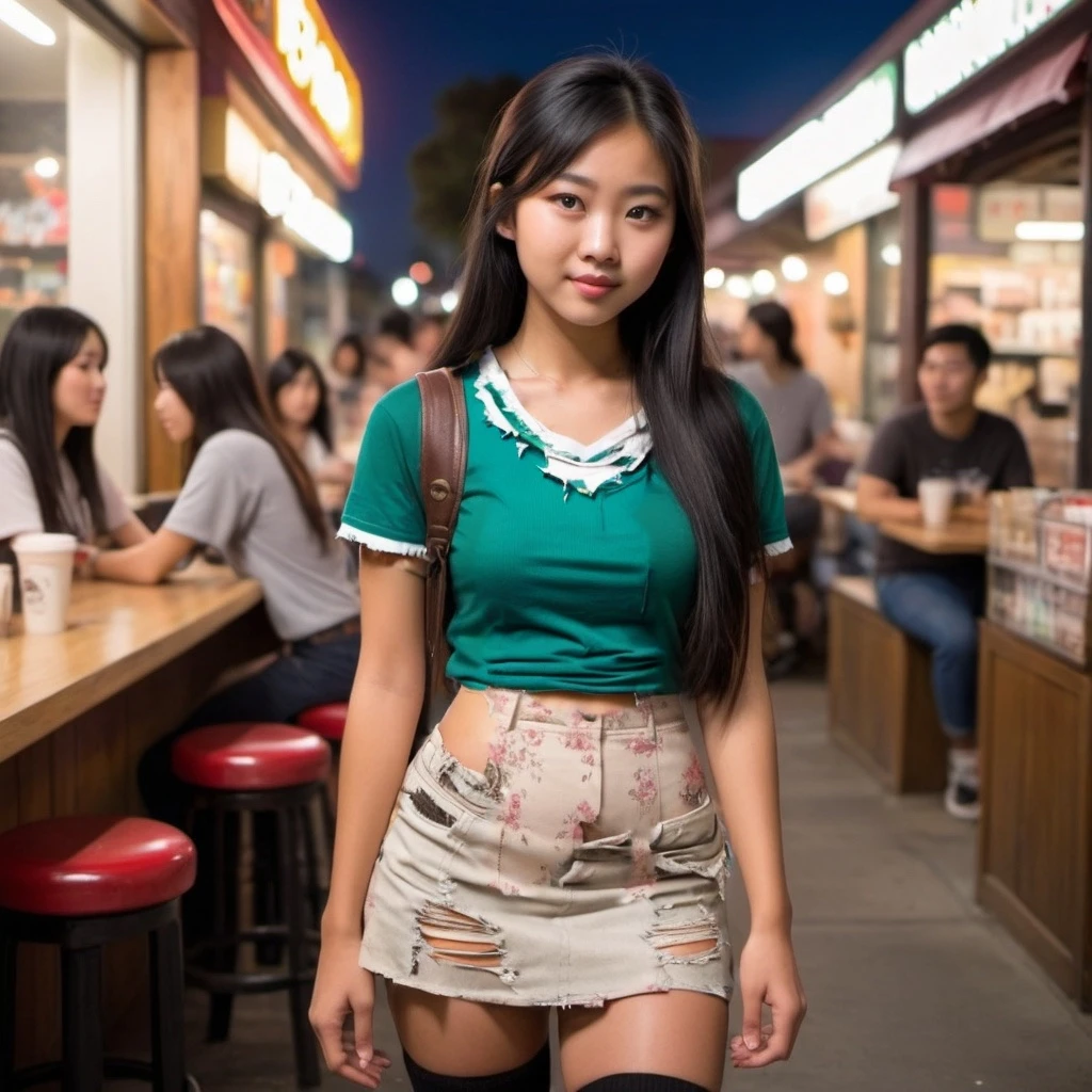 Badly shredded torn shirt. Ripped torn skirt