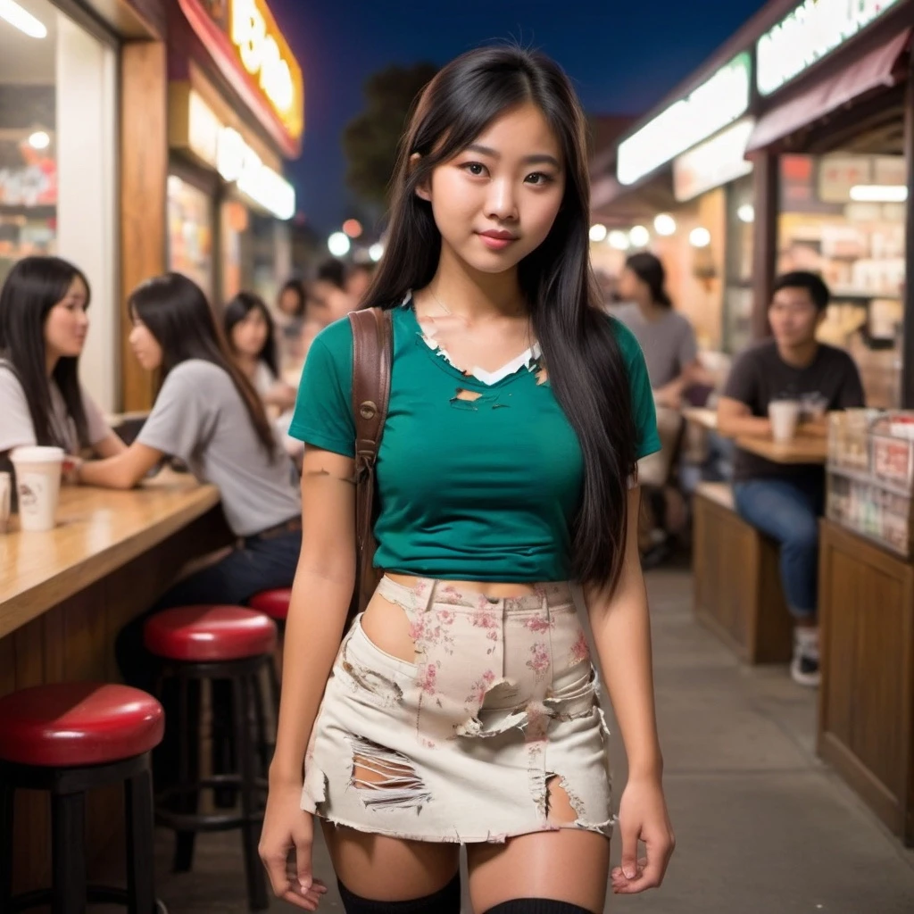 Badly shredded torn shirt. Ripped torn skirt