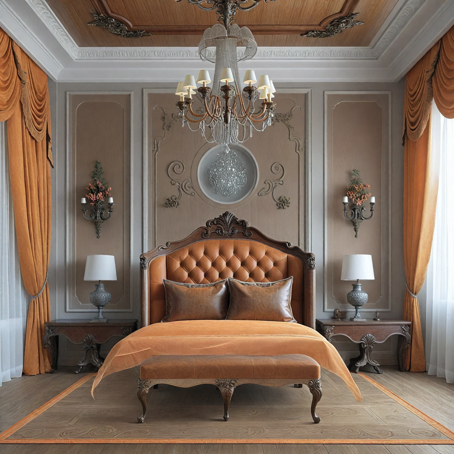 RAW photo, masterpiece, a view of a living room with a couch, chairs, and a chandelier, highly detailed interior, neo - classical style, neoclassical style, neoclassicism style, interior architect architectural visualization, neoclassical style, in style of classicism, white light sun, rendered in vray, rendered in v-ray, rendered in unreal engine 3d, (photorealistic:1.2), (photorealistic:1.5), best quality, ultra high res, architechture, (leather sofa detail:1.5), neoclassic house, (detailed railing neoclassic:1.5), luxury neoclassical villa, (mable floor details:1.5), (detailed neoclassical carpet:1.5), in the style of neoclassical scene, glass windows, best quality, (Intricate lines:1.5), ((Photorealism:1.5)),(((hyper detail:1.5))), archdaily, award winning design, (dynamic light:1.3), (day light:1.2), (perfect light:1.3), (shimering light :1.4), refection glass windows, (curved line architecture arch:1.2), photorealistic, FKAA, TXAA, RTX, SSAO, Post Processing, Post-Production, CGI, VFX, SFX, Full color,((Unreal Engine 5)), Canon EOS R5 Camera + Lens RF 45MP full-frame CMOS sensor, HDR, Realistic, Cinematic intricate detail, extreme detail, science, hyper-detail, FKAA, super detail, super realistic, crazy detail, intricate detail, nice color grading, reflected light on glass, eye-catching wall lights, unreal engine 5, octane render, cinematic, trending on artstation, High-fidelity, Viwvid, Crisp, Sharp, Bright, Stunning, ((Lifelike)), Natural, ((Eye-catching)), Illuminating, Flawless, High-quality,Sharp edge rendering, medium soft lighting, photographic render, detailed archviz, ((( Pachyloba, Doussie, Afzelia. Orange wooden : 2.7 )))
