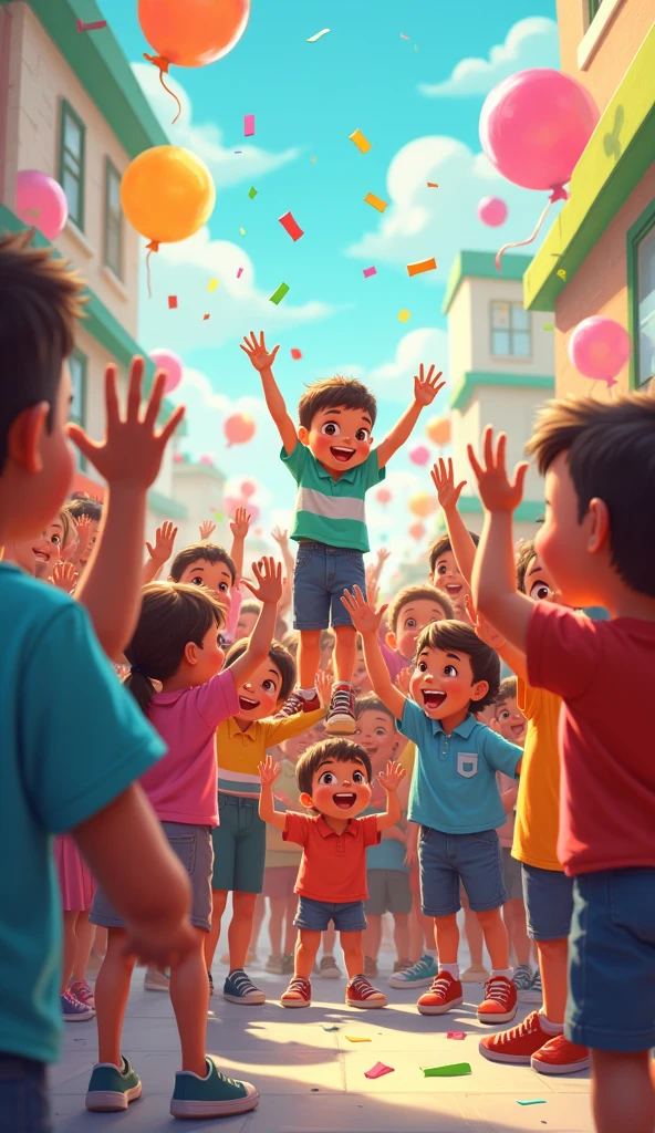 Create a background with many small children with many words bye bye
