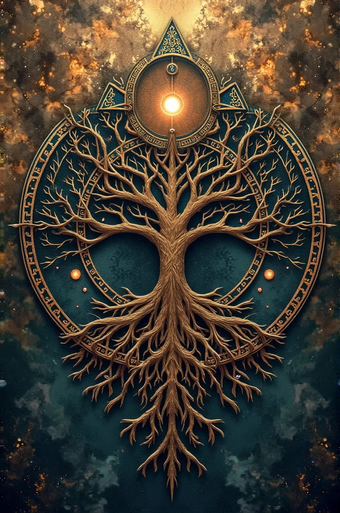 yggdrasil mandala + helm of awe tattoo