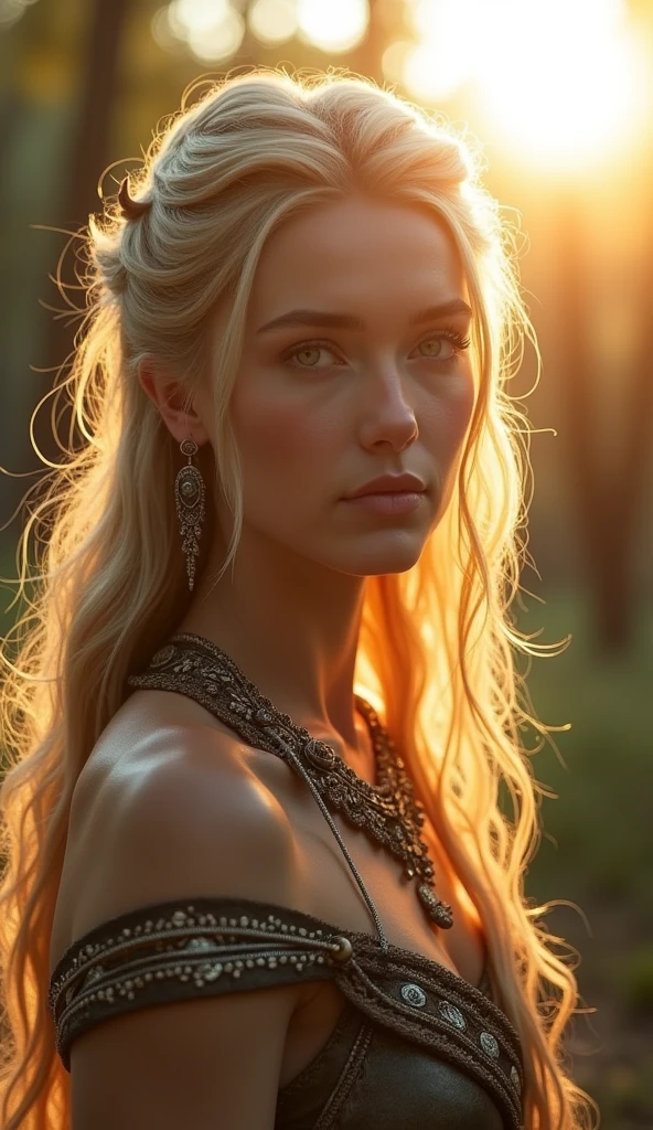 Very beautiful ancient Germanic women, One person, whole body, Looking this way, Under the bright sunlight