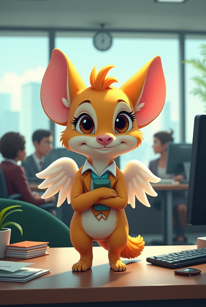 Angel la copine de stitch du dessin animé "Lilo et Stitch" au travail au bureau en gestionnaire de paie qui reprend le travail apres les vacances