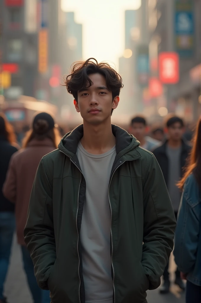 A young man in the middle of the crowd accepting his weaknesses because he knows that is where he will find his strength.