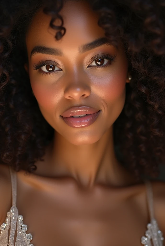 imagine facing the viewer, A woman who mixes two very different nationalities physically and creates a 19-year-old woman with perfect skin, charming look,, She is the most beautiful woman in the world, She is an Instagram influencer and a very seductive woman.