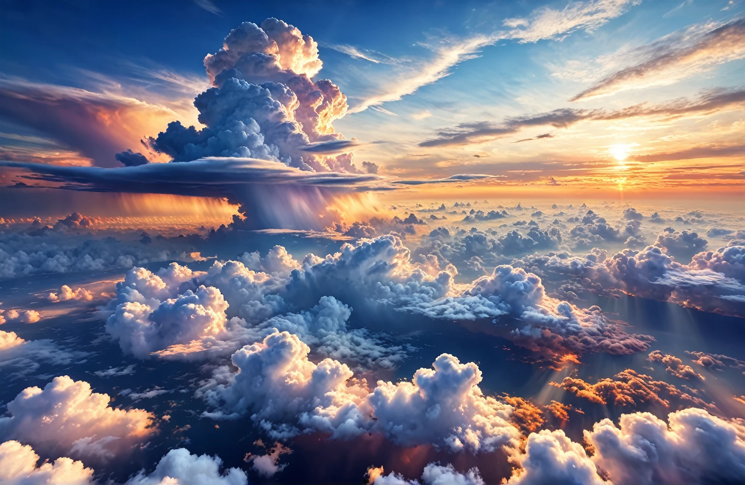 high resolution, Clouds of heaven, Ultra HD, 8k, High Resolution Pixels,Fantasy、Covered by clouds、In the clouds、universe 、Sunset、