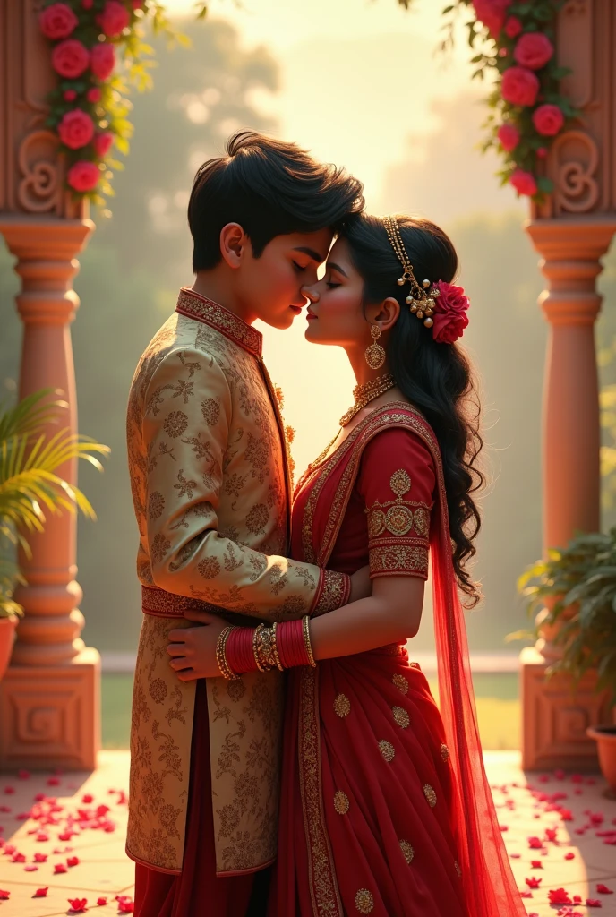 Indian theme with one boy and girl kissing pictures