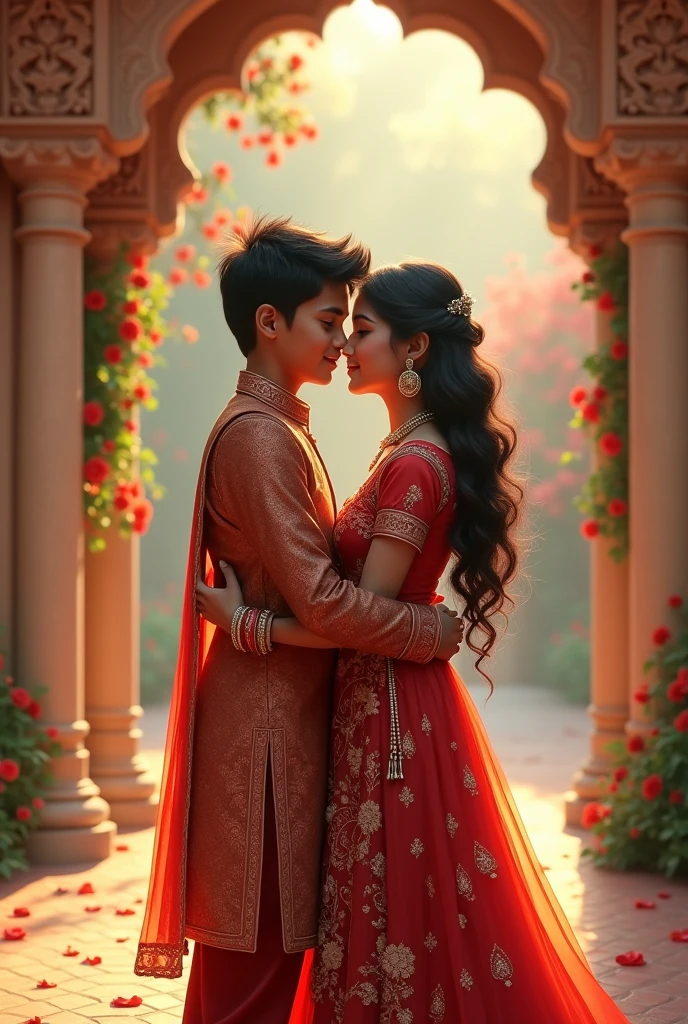 Indian theme with one boy and girl kissing pictures 