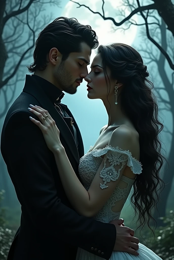 A beautiful couple of vampires in love