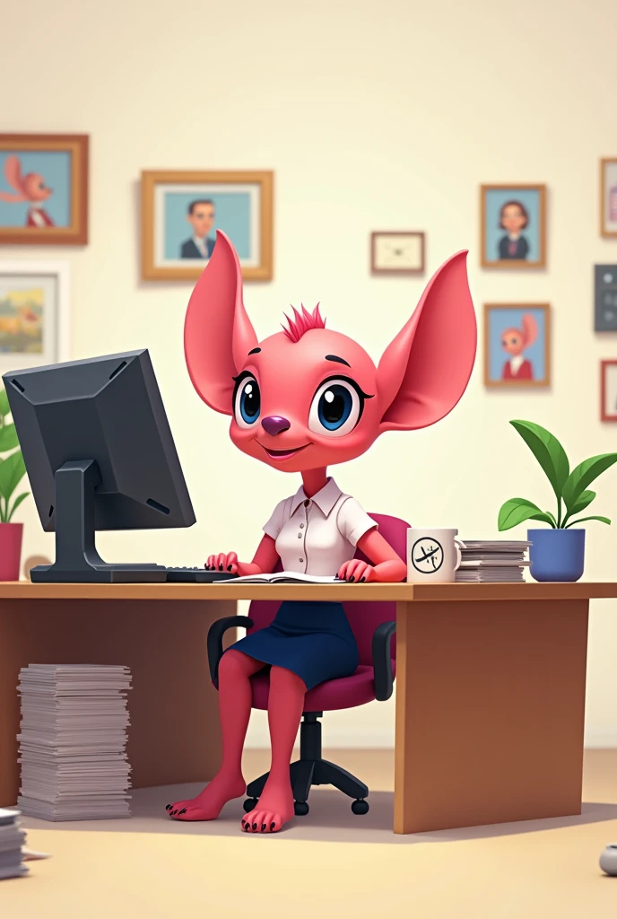 Angel, la copine de Stitch du file "lilo et stitch" reprend le travail apres les vacances et est gestionnaire de paie