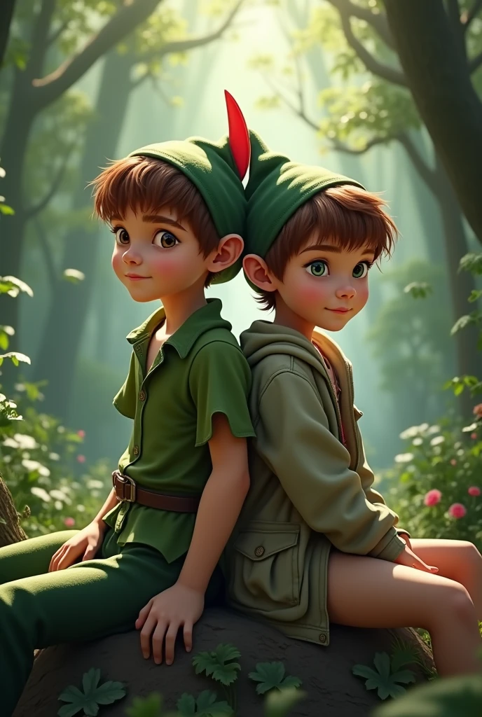 Peter Pan , NFV, ((better quality)), ((main part)), ((detailed)), Realistic, difficult, 16 thousand., HDR, RTH,(Masterpiece, top quality, Best quality, Official art, beautiful and aesthetically pleasing:1.3), Illustration, beautiful detailed eyes, (2 Boy ), rear focus, Behind,Bent down, looking back, (Masterpiece, top quality, Best quality, Official art, beautiful and aesthetically pleasing:1.3), Illustration, beautiful detailed eyes, (2 Boy ), rear focus, Behind,Bent down, looking back,high , jacket with a hood, open jacket, Hands, bikini, Best quality, detailed