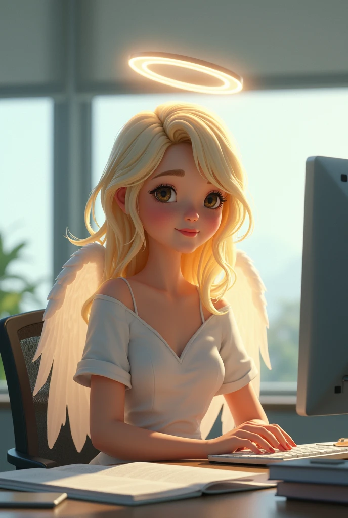Angel, la copine de Stitch du film "lilo et stitch" reprend le travail apres les vacances et est gestionnaire de paie
