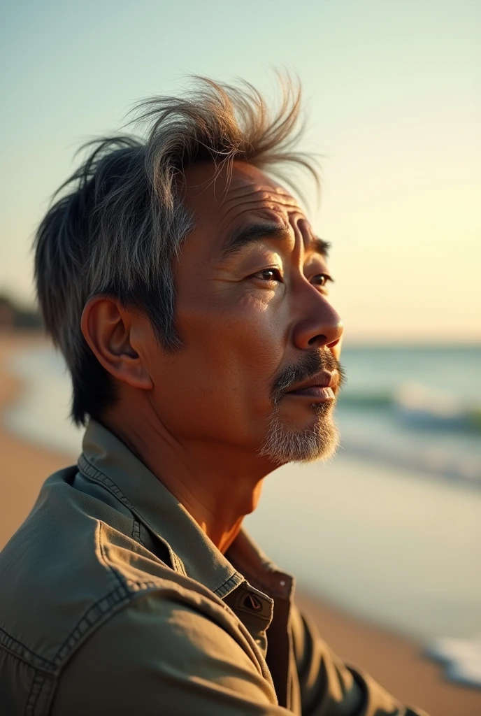 Asian man at the beach,Reality,Portrait Photography