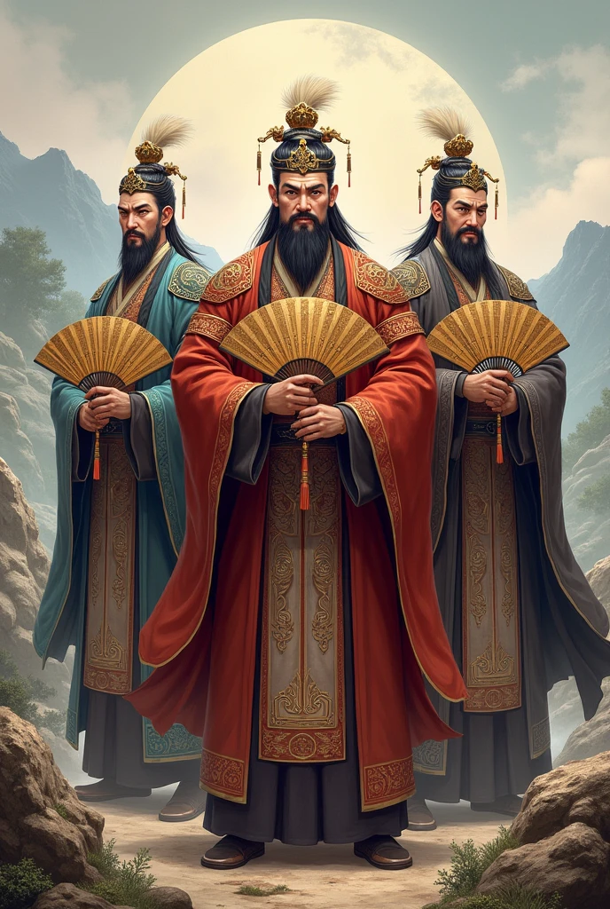 Three Kingdoms Period,Male military generals,Counselors,Feather fan,Headwear,antiquity,landscape,individual,avatar