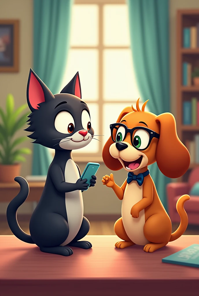 Cat and dog is phone chatting with you and dog