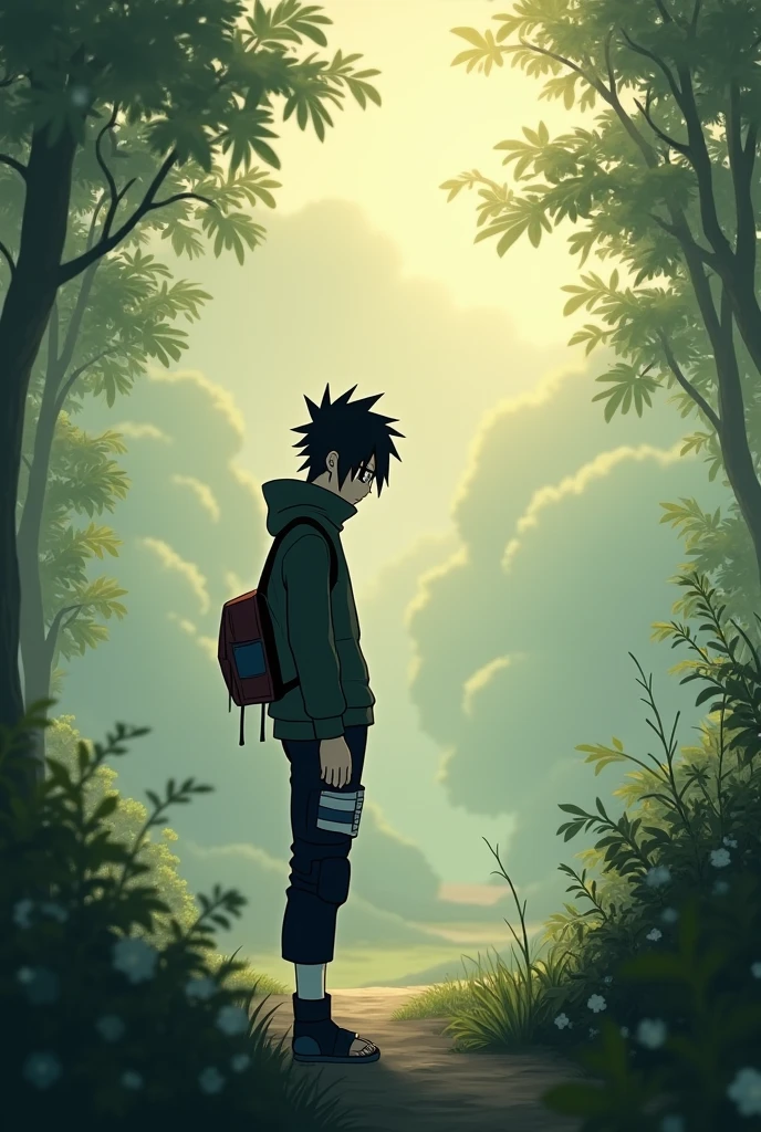 Kakashi seeing his girlfrend cheating with another boy make kakashis look very disappointed make the image beautiful and nature make the image lighter 
