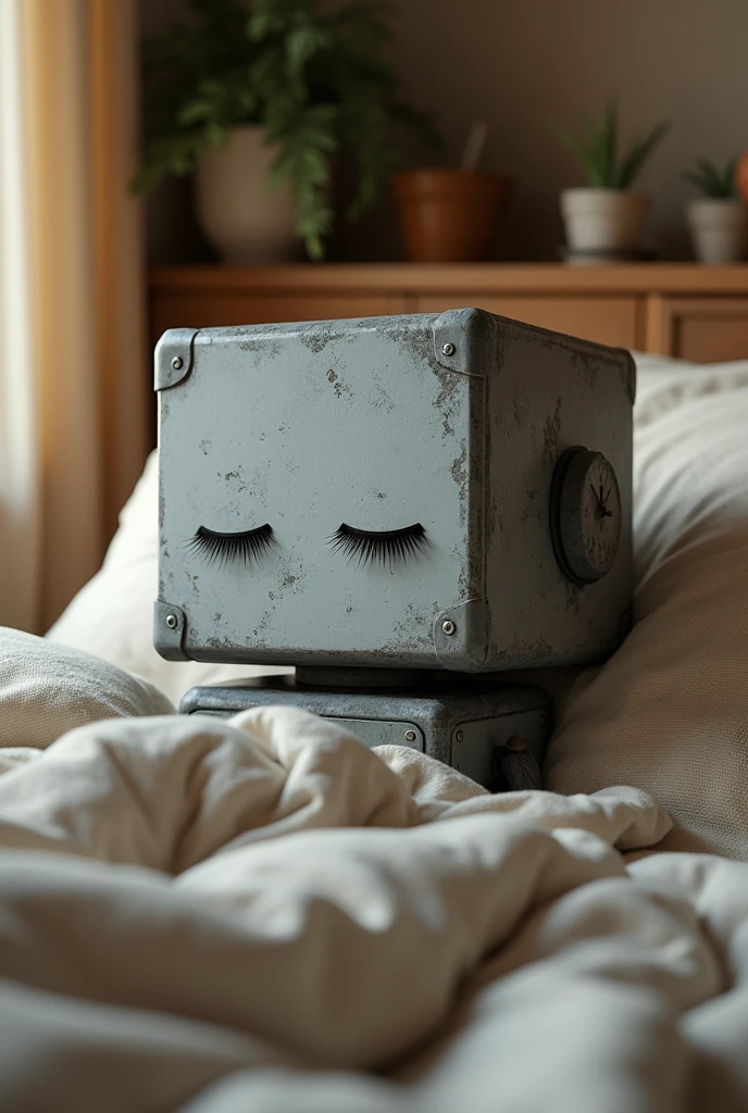create a concrete block that sleeps in bed