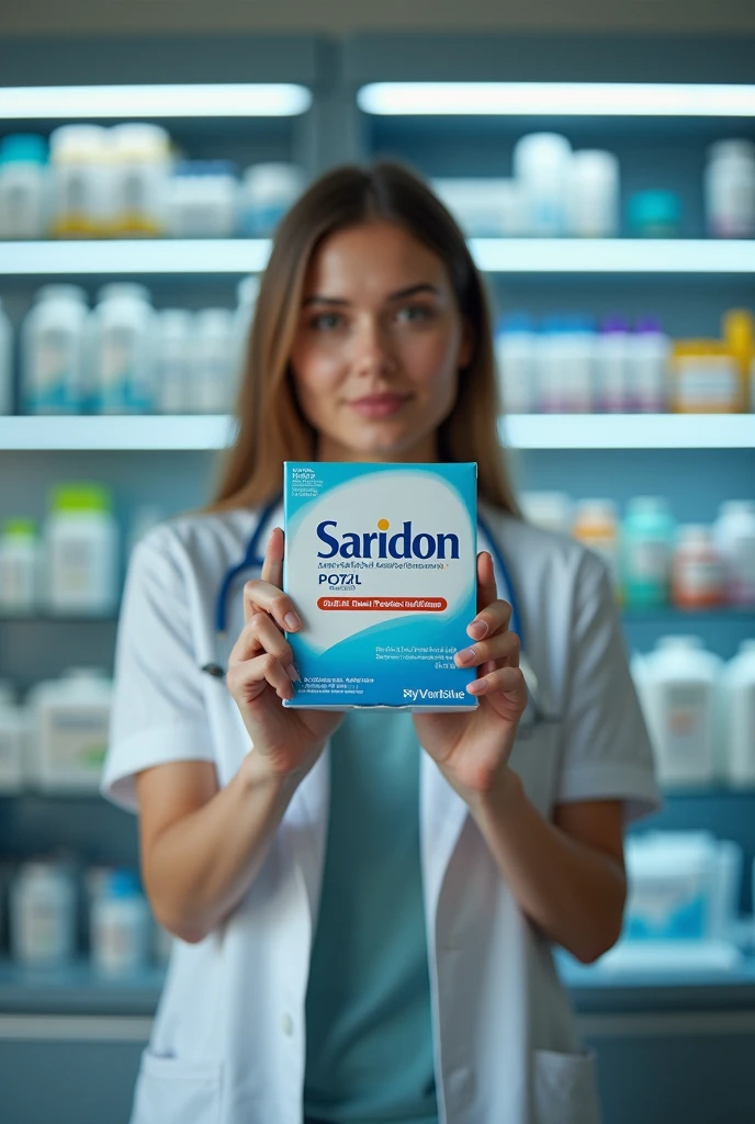 Saridon woman medicine in medical shop display