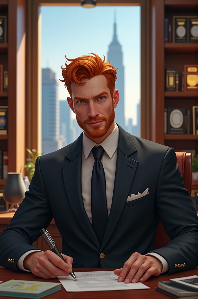Homme d'affaires roux dans son bureau 