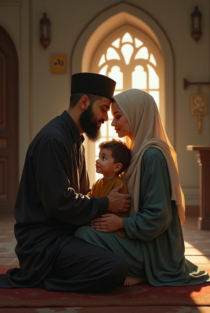 Muslim husband and wife and one ddler son