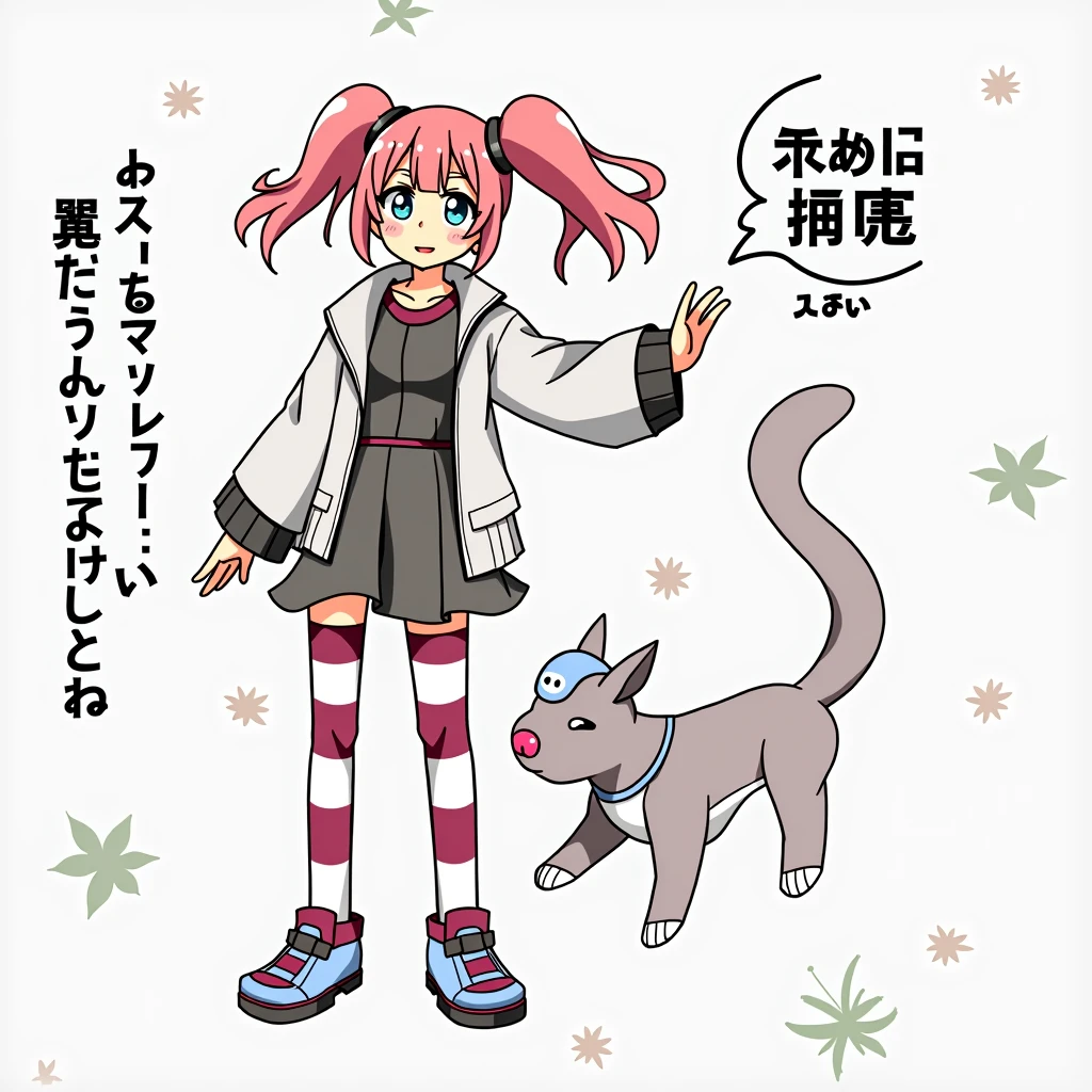 Pink haired girl with ponytails gets touched on the butt from behind. Forest background.