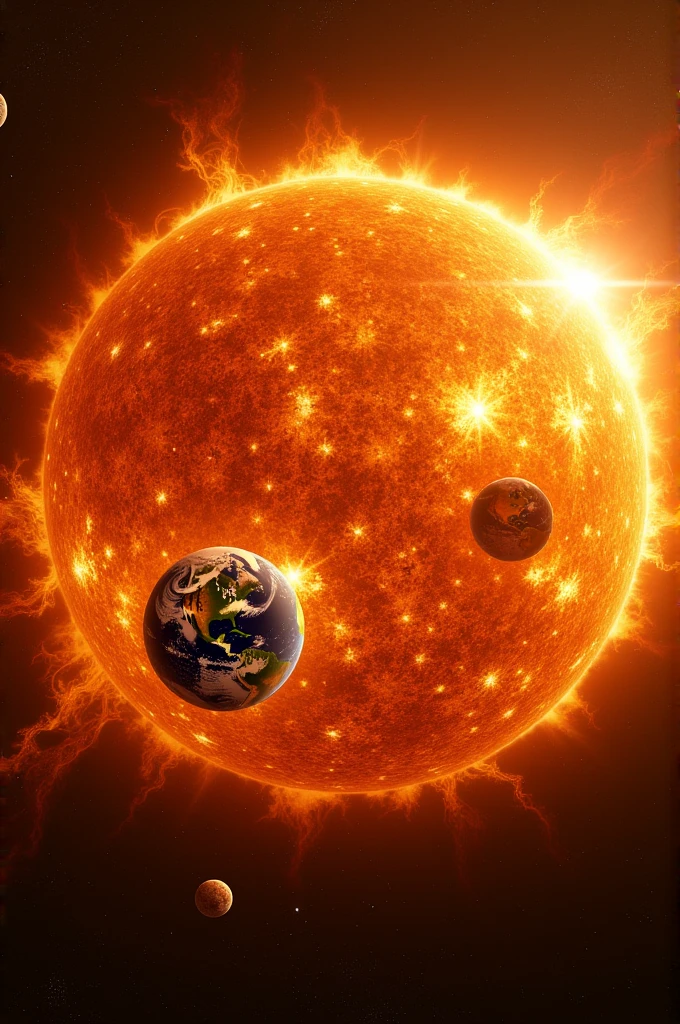 Earths fitted in sun