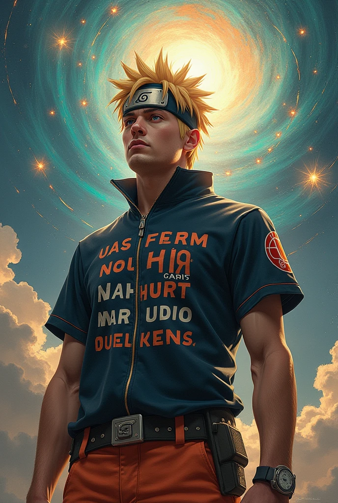 Naruto wearing shirt written they hurt you and act like you hurt them.   make the backgroung look amazing  and make the image beautifully 