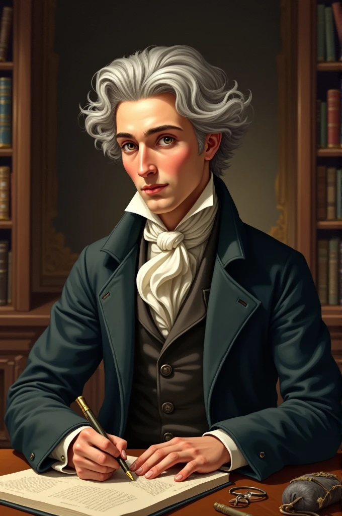 Create a picture of Goethe during his studies that is easy to draw.