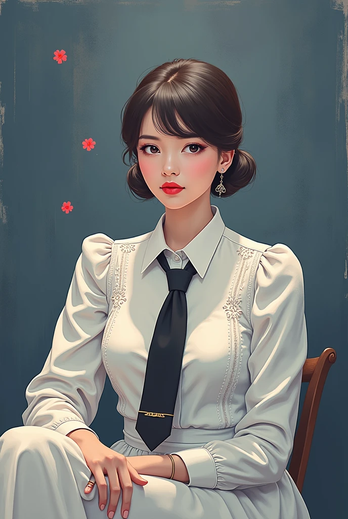 There is a woman wearing a white dress and a black tie.。, Chiho, Yoshitomo Nara, My motto is Teshirogi, shikamimi, Written by Ayami Kojima, narumi kakinouchi, Kotegawa Yui, kimi takemura, Chiho ashima, For whom?