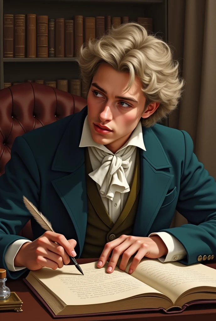 Create a picture of Goethe during his studies that is easy to draw. Lighter